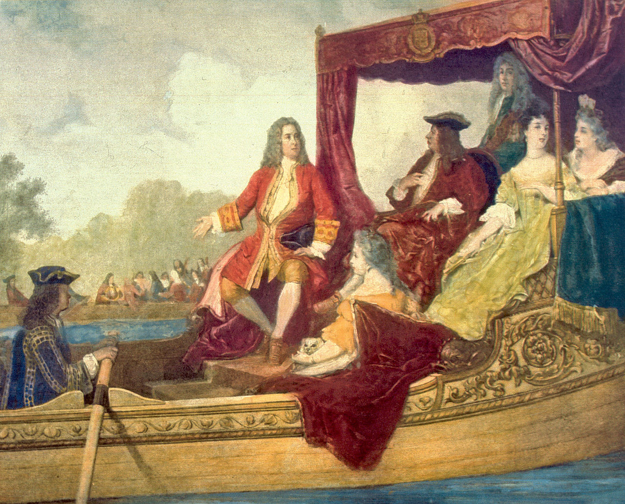Handel (esq.) e o Rei George no Rio Tâmisa
